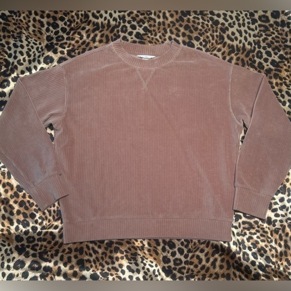 H&M Light Brown Velour Ribbed Crewneck Sweatshirt